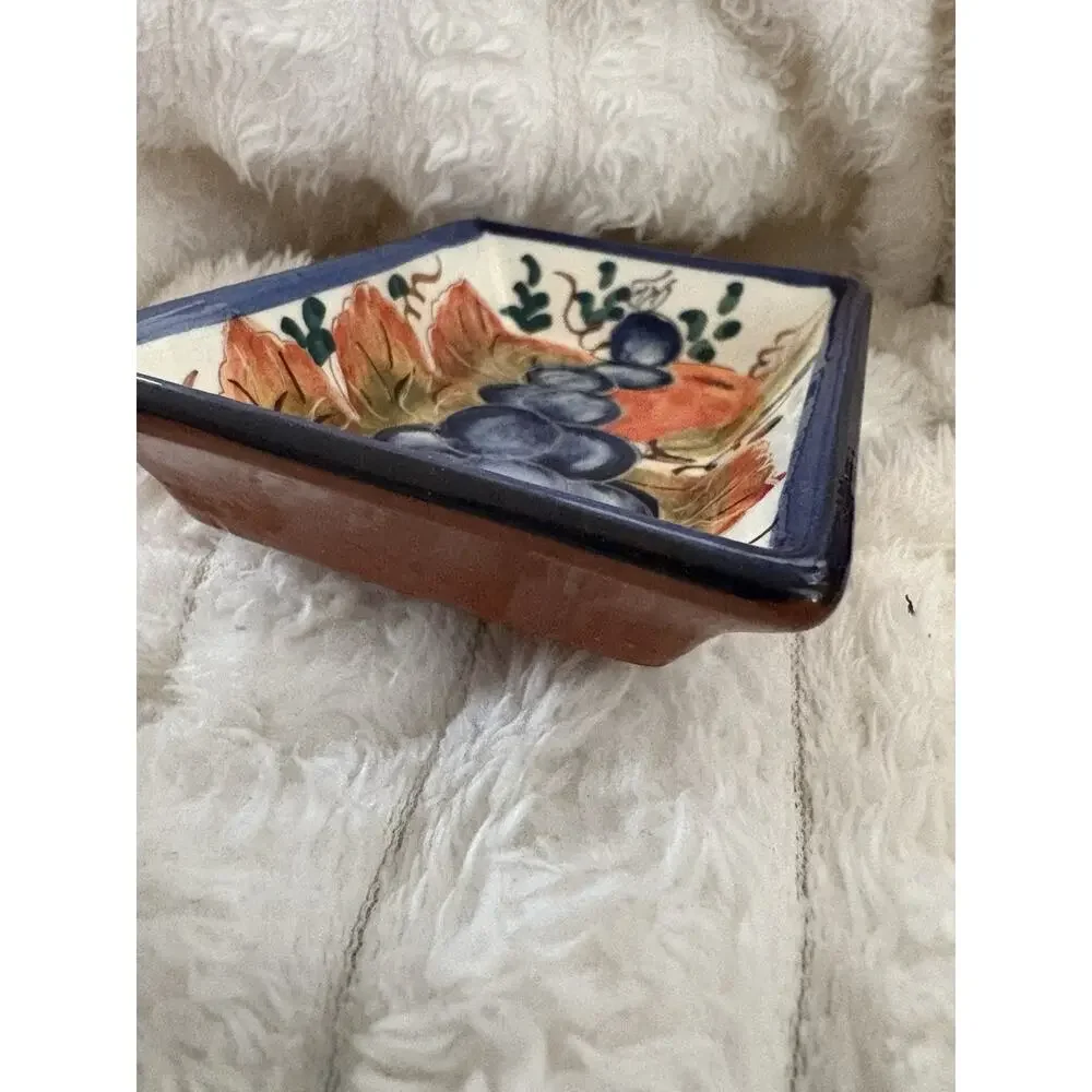 Casafina - Alentejo Terracotta - Handmade Grapes Design Rectangular Dipping Bowl